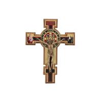 SHALOM - Crocifisso San Benedetto in Legno Betulla E Corpo in Metallo Bronzato. Altezza 14 Cm