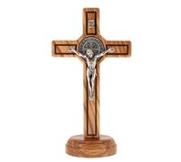 SHALOM - Crocifisso San Benedetto, in Legno, da Appoggio. Altezza 15,5 Cm