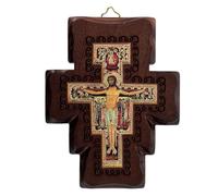 SHALOM - Crocifisso San Damiano in Legno. Altezza 13 Cm