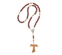 SHALOM Editrice Coroncina delle 7 Gioie di Maria in Legno, 7 Poste di 10 Grani, Crociera Miracolosa e Tau in Legno, Devozione Francescana