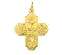 SHALOM - Medaglia Croce Scapolare In Ottone Color Oro