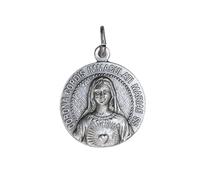 SHALOM - Medaglia Cuore Immacoloto Di Maria, In Ottone. Diametro 2,2 Cm