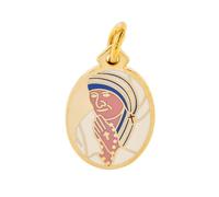 SHALOM - Medaglia Madre Teresa In Ottone Smaltato Bagnata Oro. Altezza 2 Cm