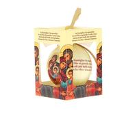 SHALOM - Pallina Natalizia con Icona Sacra Famiglia E Preghiera. Diametro 7,5 Cm