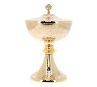 SHALOM - Pisside in Ottone con Bagno Oro. Dimensioni 12x23 Cm