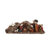 SHALOM - Presepe Completo Di Grotta, In Resina. Larghezza 28 Cm
