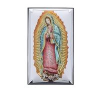 SHALOM - Quadro Madonna Di Guadalupe In Legno E Lamina D'argento. Dimensioni 6,5x11 Cm