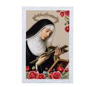 SHALOM - Quadro Santa Rita In Legno E Cornice In Foglia Argento. Dimensioni 9x13,5 Cm