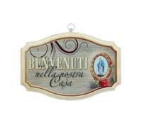 SHALOM - Quadro Targa Benvenuti Con Madonna Immacolata. Dimensioni 16x12 Cm