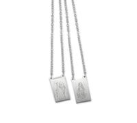 SHALOM - Scapolare Madonna Del Carmelo In Acciaio Inciso. Lunghezza 34,5 Cm