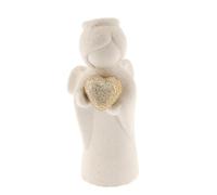 SHALOM - Statua Angelo in Porcellana con Cuore Oro. Altezza 11,3 Cm
