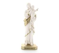 SHALOM - Statua San Giuseppe in Polvere di Marmo Bianca, Statua Religiosa Cattolica, Altezza 32 cm, Decorazione Sacra per Casa, Preghiera e Idea Regalo Religioso