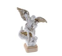SHALOM - Statua San Michele Arcangelo, In Resina Bianca. Altezza 7 Cm