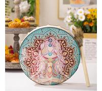 Shaman Drum - 10 Inch Boho Siberian Sun Goddess Hand Drum With Wood | Handmade Ritual Percussion Drum For Meditation, Spiritual Decor, Music, Ceremonies and Wall Display