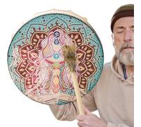 Shaman Drum - Struttura in pelle sintetica fatta a mano, suono rituale risonante, strumento rituale spirituale per meditazione, cerimonie di pratica musicale, appassionati di guarigione del suono, con