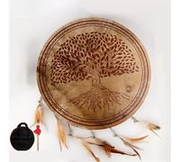Shaman Drum - Tamburo in pelle di bufalo con design nativo americano, fatto a mano, per cerimonie e musica spirituale, tamburo rituale per adulti