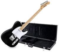 Shaman Element Series TCX-100B Set con Custodia (Chitarra Elettrica di Qualità in Stile TL con 2 Single Coil Pickups & Cutaway incl. Custodia) Nera