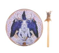 Shaman Hand Drum - Tamburo a forma di testa di , strumento per | Tamburo a mano sciamano, testa di lupo, strumento di guarigione del suono, tamburo simbolico, per meditazione e riflessione