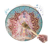 Shaman Hand Drum - Tamburo sciamanico fatto a mano, tamburo americano, tamburo sciamanico a mano in pelle PU, grande tono, vintage, rotondo, sciamanico, strumento sonoro con martelletto in
