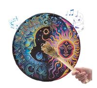 Shamanic Hand Drum, Handmade PU Leather Drum, Big Tone Round Percussion Instrument, Vintage Wooden Gavel Included, Traditional Spiritual Tool (Multiple Sizes) For Rituals, Meditation, Home Décor