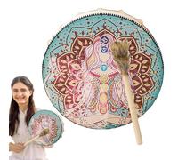 Shamanic Hand Drum, Handmade PU Leather Drum, Big Tone Round Percussion Instrument, Vintage Wooden Gavel Included, Traditional Spiritual Tool (Multiple Sizes) For Rituals, Meditation, Home Décor