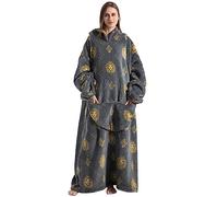Shamdon Home Collection Coperta con cappuccio oversize per donne uomini adulti - extra lunga, calda e morbida, con cappuccio, coperta indossabile, regalo per Natale e compleanno, Leone-grigio, L-XXL
