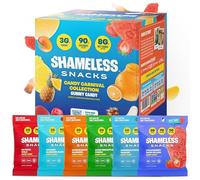 Shameless Snacks Candy Carnival - Snack sani a basso contenuto di zucchero con ananas, mango, arancia, fragola e cola - Confezione assortita di dolci vegani, senza glutine, ipocalorici