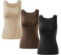 Shamfreshen - Canotta modellante con scollo a U, reggiseno integrato, ad alto supporto per il controllo della pancia, canotta da donna ad alta elasticità, senza maniche, sottile, ad alto supporto per