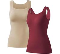 Shamfreshen - Canotta modellante con scollo a U, reggiseno integrato, ad alto supporto per il controllo della pancia, canotta da donna ad alta elasticità, senza maniche, sottile, ad alto supporto per