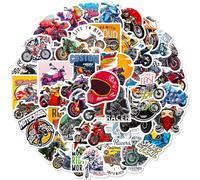 Shamoparty 100 adesivi per moto, fantastici adesivi per motocross, decorazione per auto e casco, vinile, moderni, cartoni animati, esterni, multicolore