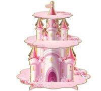 Shamoparty 3 Piani Principessa Castello Torta Scaffale Accessori Per Feste Di Compleanno Principessa Accessori Per Bambini Baby Party Dessert Cupcake Carta Rettangolare Rosa