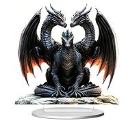 Shamoparty Drago a tre teste cryl decorazione per ufficio, appartamento e casa, figura in acrilico 2D, decorazione da tavolo per ingresso, articolo decorativo piatto, drago medievale