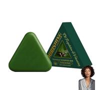Shampoo a triangolo naturale, saponetta verde con estratti vegetali, shampoo solido calmante e nutriente per donne e uomini, rafforza tutti i tipi di capelli (1 pezzo)