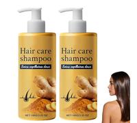 Shampoo allo zenzero per la cura dei capelli, shampoo antiforfora regolatore di sebo, lenisce il prurito del cuoio capelluto sensibile e riduce la forfora, idrata (2PCS)