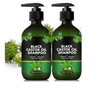 Shampoo all'olio di ricino nero, shampoo levigante per il controllo dell'olio, ripara i capelli secchi e danneggiati, volumizzante per capelli fini, riduce l'effetto crespo (2pcs)