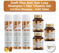 Shampoo anti caduta capelli Greft Plus + set di vitamine per capelli - 3LOTTO