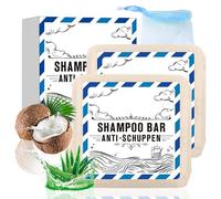 Shampoo antiforfora solido con rete in schiuma, 2 pezzi di sapone naturale per capelli con burro di karitè, olio di cocco, 3 in 1, sapone da doccia per uomini, per capelli, viso, corpo, anti-perdita