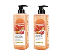 Shampoo, Balsamo e Bagnodoccia 3 in 1 - Miele e Melograno. Formula detergente delicata tutto in uno per capelli, viso e corpo, idratazione e nutrimento a lunga durata, 500 ml (2 PCS)