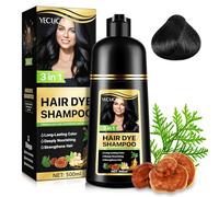 Shampoo colorante per capelli 3 in 1, Herbal Ingredients, shampoo naturale istantaneo, colore per capelli contro i capelli grigi, shampoo per tintura istantanea, 500 ml (nero)