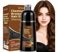 Shampoo colorante per capelli 5 in 1, 500 ml, contro i capelli grigi, colorazione istantanea, shampoo colorante per capelli grigi, per uomini e donne (castagno)
