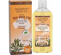 Shampoo Doccia con Tea Tree Oil e Olio di Neem, Flacone da 200 ml - Detergente Naturale per Corpo e Capelli - Purificante e Rinfrescante - Made in Italy