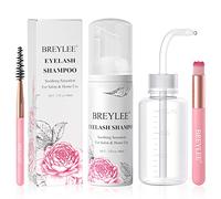 Shampoo Estensione Ciglia 60 ml + Bottiglia Risciacquo + Pennello + Mascara Parete Palpebra BREYLEE Lash, Senza Paraben e Solfati, Schiuma Detergente Trucco