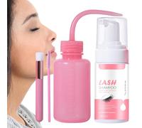 Shampoo Estensivo Lash - 100 ml Schiuma detergente per ciglia, spazzola morbida e bottiglia di risciacquo | lavaggio leggero in schiuma, set di pulizia per gli occhi non bruciati | Deep Cleansing