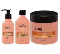 Shampoo + maschera con risciacquo + maschera senza risciacquo | Confezione Curl Perfect Deliplus capelli ricci adatto per metodo curly | 400+400+200 ml