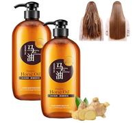 Shampoo nutriente all'olio di cavallo, Shampoo idratante all'olio di cavallo, Shampoo anti-caduta dei capelli per capelli più forti, più spessi e più lunghi (2pcs)