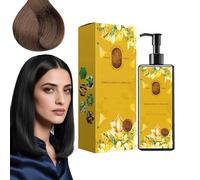 Shampoo nutriente per capelli a base vegetale, ingredienti a base di erbe per la copertura grigia, nero jet a lunga durata, marrone scuro e marrone castagna per donne e uomini (Marrone castano)