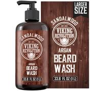 Shampoo per barba Viking Revolution Sandalwood per uomo con olio di argan - Ammorbidente e rinforzante per la barba - Shampoo per barba con ginse
