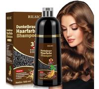 Shampoo per Capelli Marrone Scuro 500 ml, 3 in 1 Contro i Capelli Grigi Istantanei per Uomini e Donne