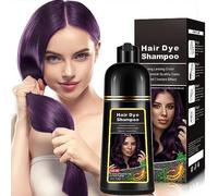 Shampoo per capelli viola naturale, 500 ml, 3 in 1, per la cura e la tintura dei capelli castani, per uomini e donne, colori in 10-15 min. (viola)