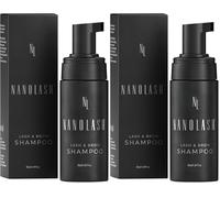 Shampoo per ciglia e sopracciglia Nanolash 50 ml - shampoo detergente per ciglia e sopracciglia, schiuma lavante ciglia e sopracciglia, shampoo extension ciglia (Confezione da 2)